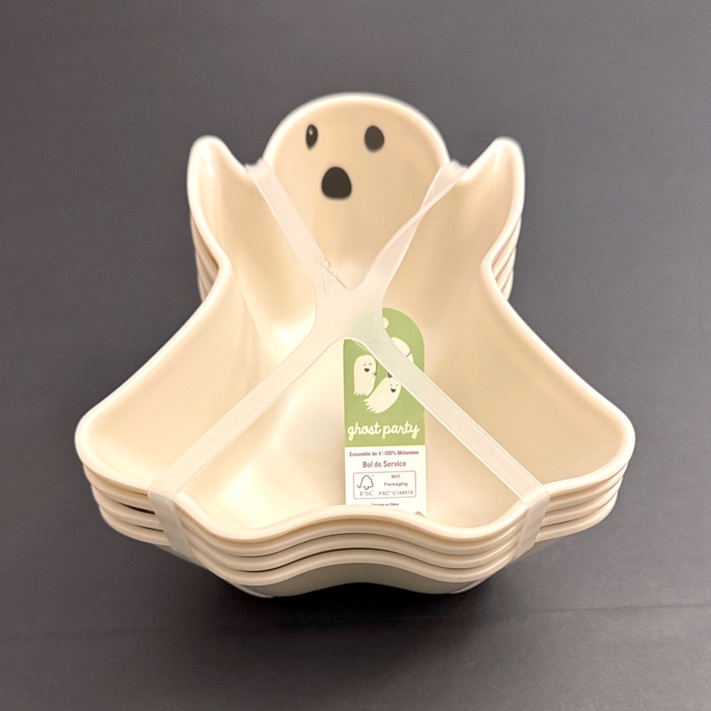 GHOST PARTY Ghost-Shaped Set Of 4 Serving Bowls - 100% Melamine - Cream
